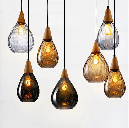 Nordic solid wood glass chandelier Modern style bedside bar dining room glass chandelier by Zhongsan | Souqify