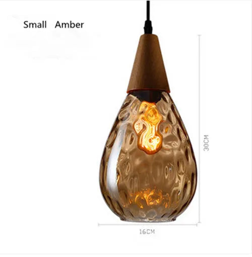 Nordic solid wood glass chandelier Modern style bedside bar dining room glass chandelier by Zhongsan | Souqify
