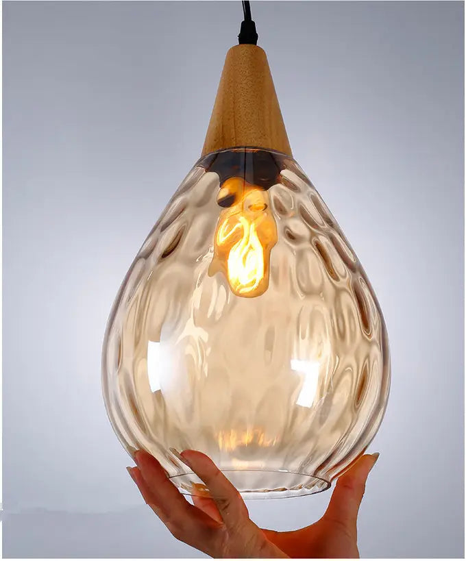 Nordic solid wood glass chandelier Modern style bedside bar dining room glass chandelier by Zhongsan | Souqify