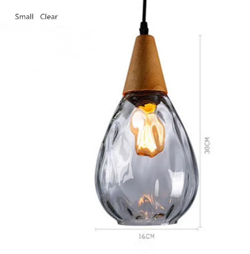 Nordic solid wood glass chandelier Modern style bedside bar dining room glass chandelier by Zhongsan | Souqify