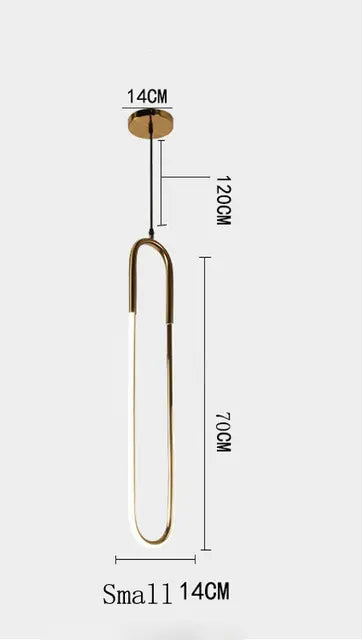 Nordic U shape LED Lamp Modern Gold Pendant Light for bedroom Eye protection Hanging Lamp Restaurant Living room Decoration by Zhongsan | Souqify