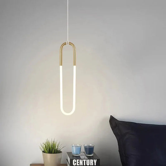 Nordic U shape LED Lamp Modern Gold Pendant Light for bedroom Eye protection Hanging Lamp Restaurant Living room Decoration by Zhongsan | Souqify