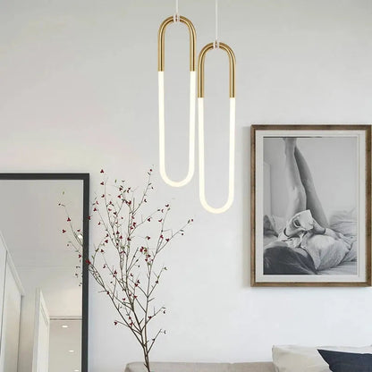 Nordic U shape LED Lamp Modern Gold Pendant Light for bedroom Eye protection Hanging Lamp Restaurant Living room Decoration by Zhongsan | Souqify