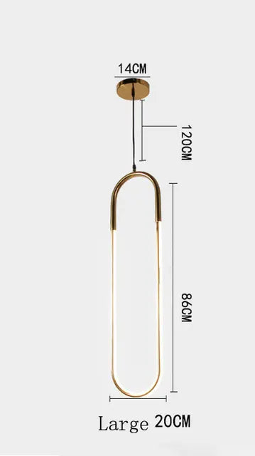 Nordic U shape LED Lamp Modern Gold Pendant Light for bedroom Eye protection Hanging Lamp Restaurant Living room Decoration by Zhongsan | Souqify