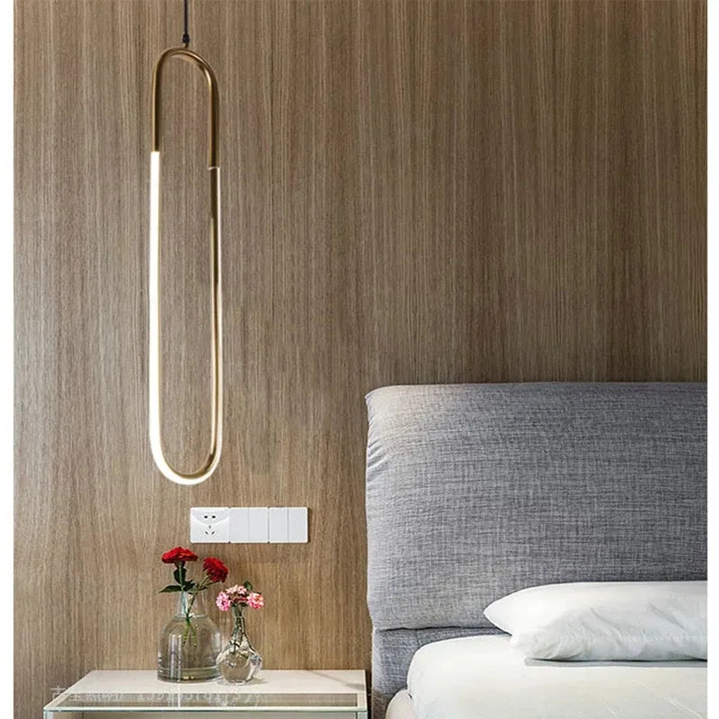Nordic U shape LED Lamp Modern Gold Pendant Light for bedroom Eye protection Hanging Lamp Restaurant Living room Decoration by Zhongsan | Souqify