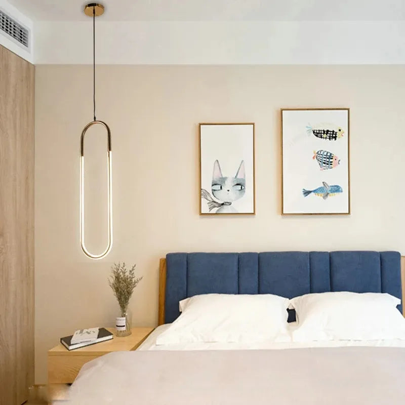 Nordic U shape LED Lamp Modern Gold Pendant Light for bedroom Eye protection Hanging Lamp Restaurant Living room Decoration by Zhongsan | Souqify