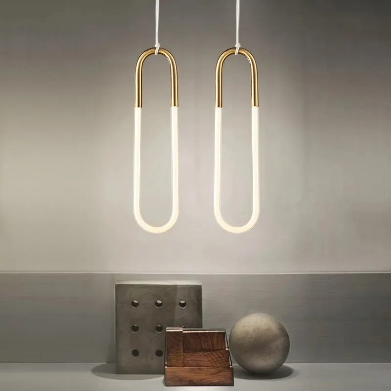 Nordic U shape LED Lamp Modern Gold Pendant Light for bedroom Eye protection Hanging Lamp Restaurant Living room Decoration by Zhongsan | Souqify