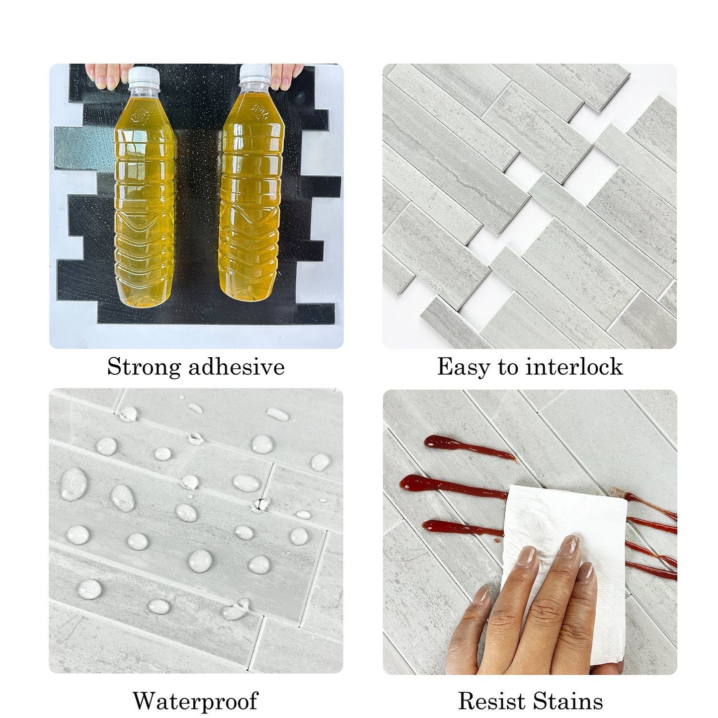 Oblong Grey Marble Composite Wall Tiles by Vivid Tiles | Souqify
