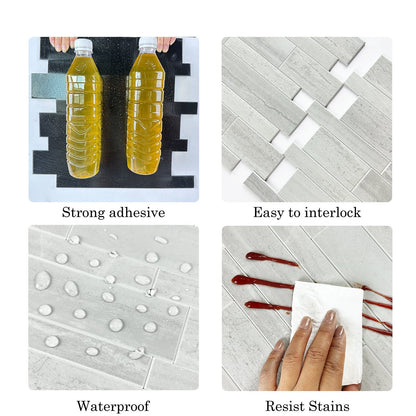 Oblong Grey Marble Composite Wall Tiles by Vivid Tiles | Souqify