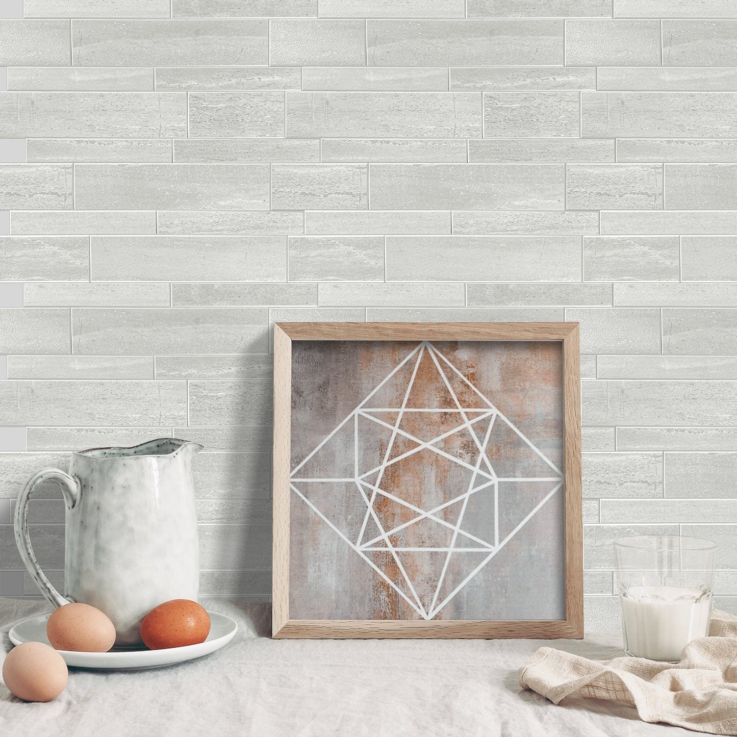 Oblong Grey Marble Composite Wall Tiles by Vivid Tiles | Souqify
