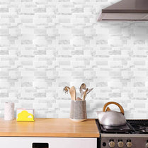 Oblong Preminum White Marble Vinyl Wall Tiles by Vivid Tiles | Souqify