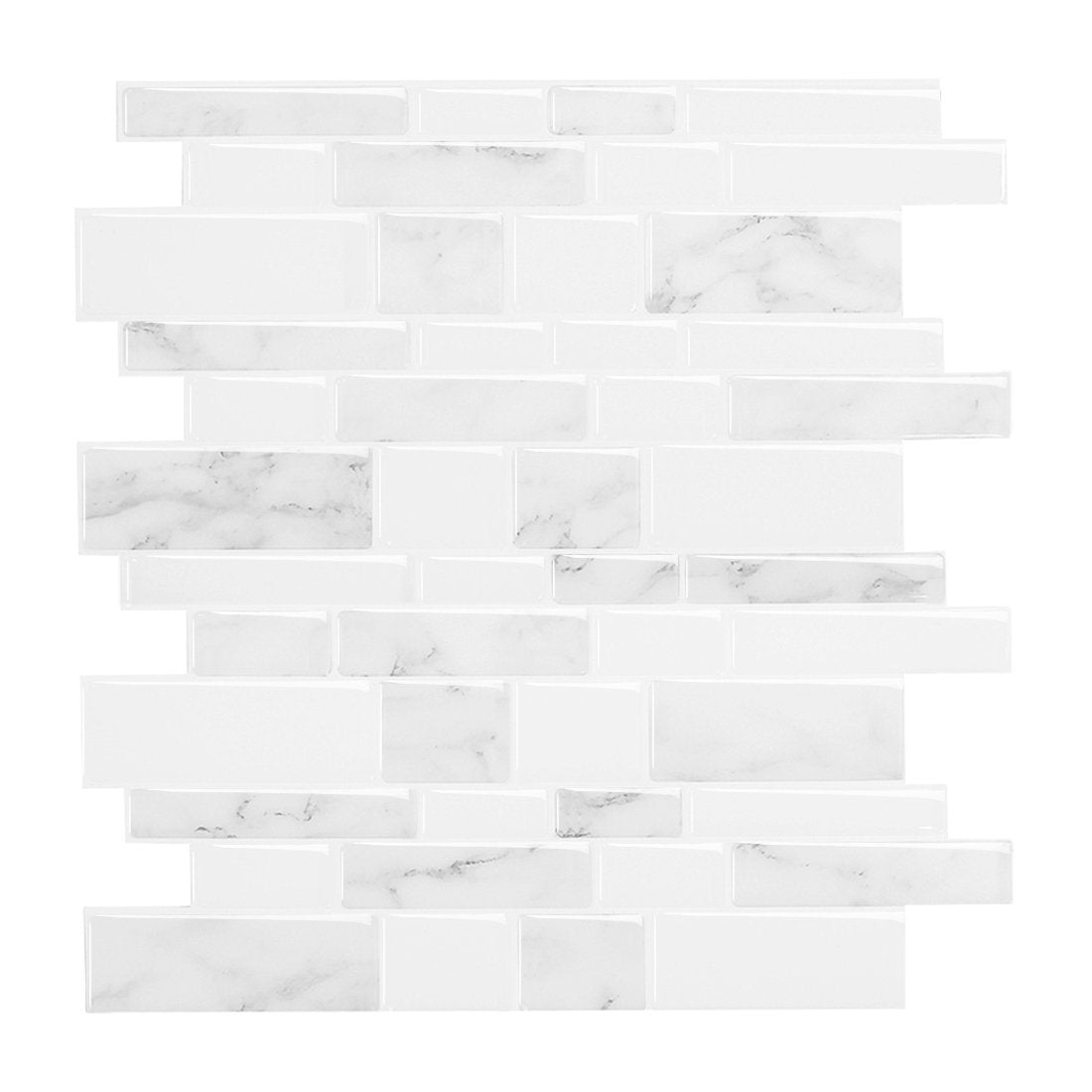 Oblong Preminum White Marble Vinyl Wall Tiles by Vivid Tiles | Souqify