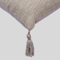 Olive Grey Cotton Throw cushion with Tassels 45 x 45 cm - Two Pieces by Luv Saffron | Souqify