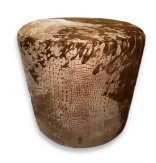 Ottoman Round Distressed Croc Brown Home Interior Decor by Dinkids Furniture Trading L.L.C. | Souqify