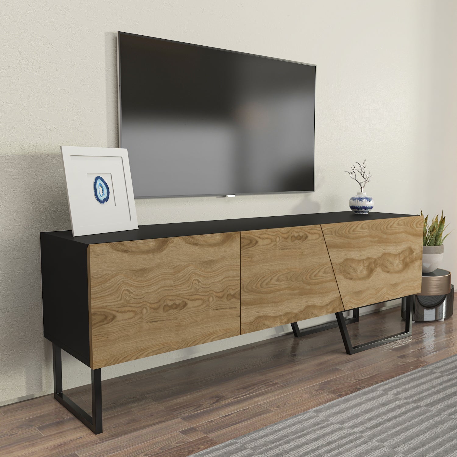 Parla TV Unit Black-Ud by DECOROTIKA | Souqify