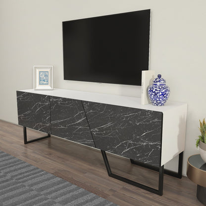 Parla TV Unit White-Bendir Black by DECOROTIKA | Souqify