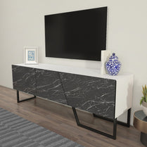 Parla TV Unit White-Bendir Black by DECOROTIKA | Souqify