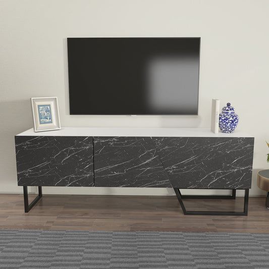 Parla TV Unit White-Bendir Black by DECOROTIKA | Souqify
