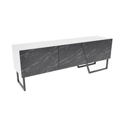 Parla TV Unit White-Bendir Black by DECOROTIKA | Souqify