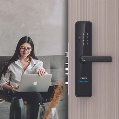 Philips 603E-5HWS Smart Door Lock with lever handle-Black by SHEILDIFY | Souqify