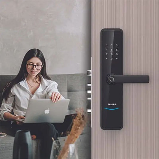 Philips 603E-5HWS Smart Door Lock with lever handle-Black by SHEILDIFY | Souqify