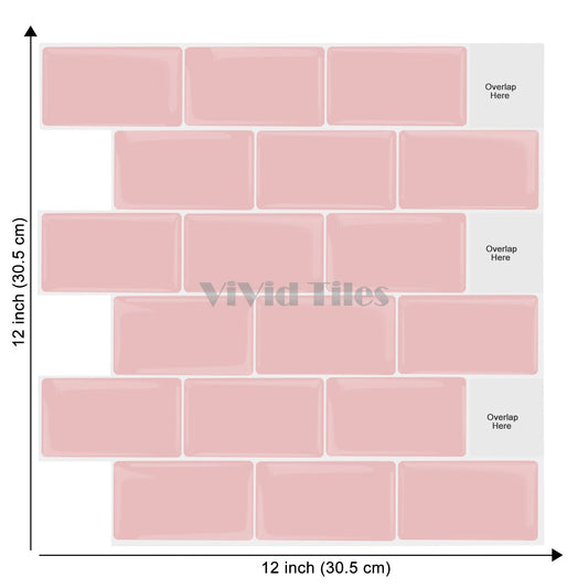 Pink Subway Vinyl Wall Tile T80061 by Vivid Tiles | Souqify
