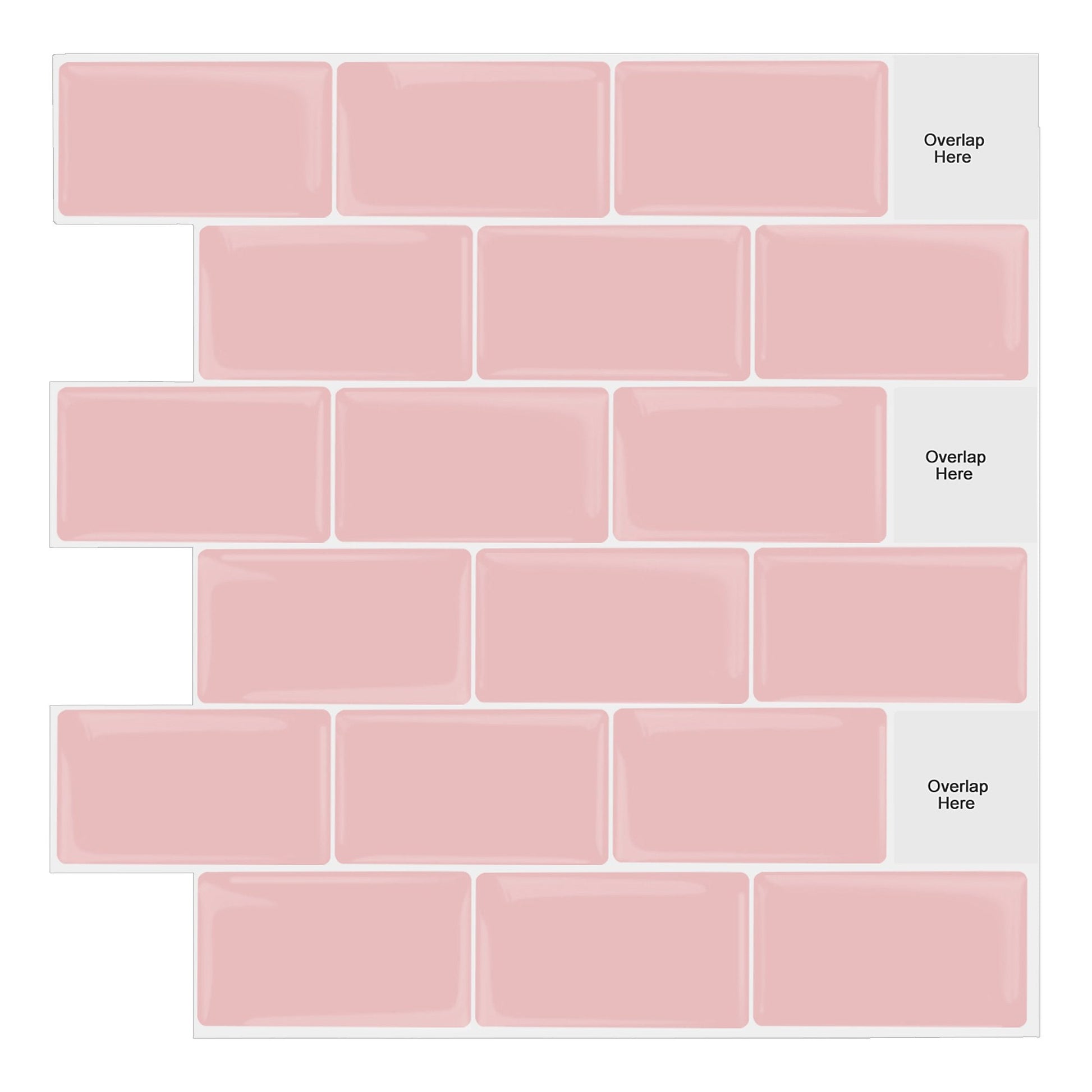 Pink Subway Vinyl Wall Tile T80061 by Vivid Tiles | Souqify