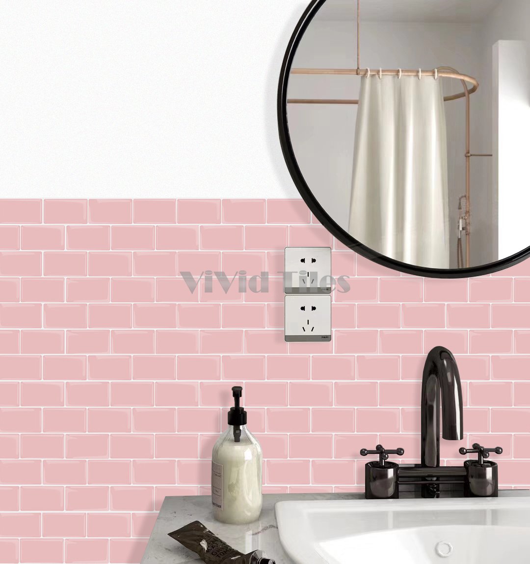 Pink Subway Vinyl Wall Tile T80061 by Vivid Tiles | Souqify