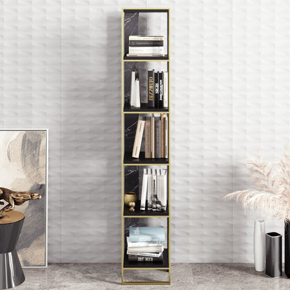 Polka Bookcase - Black&BENDIRE&GOLD by DECOROTIKA | Souqify