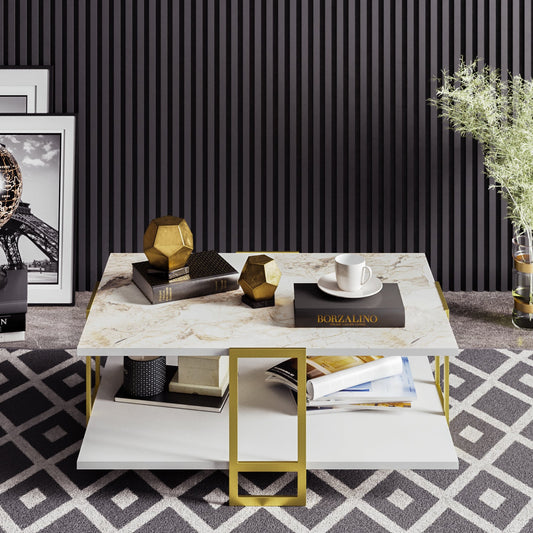 Polka Coffee Table-EPHESUS White GOLD by DECOROTIKA | Souqify