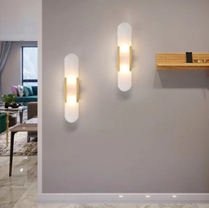 Post-modern natural marble wall lamp living room TV background wall designer bedroom bedside light luxury porch aisle lamp by Zhongsan | Souqify