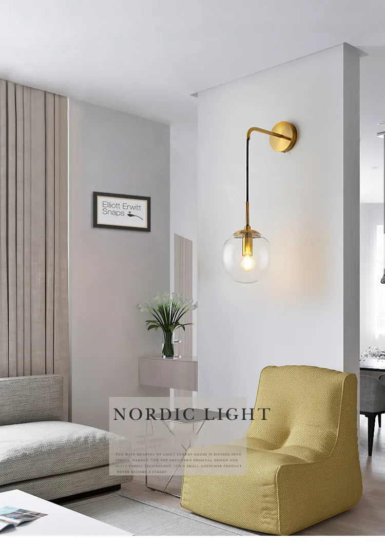 Postmodern ball glass wall lamp simple personality Nordic corridor balcony lamp living room bedroom bed bubble lamp by Zhongsan | Souqify
