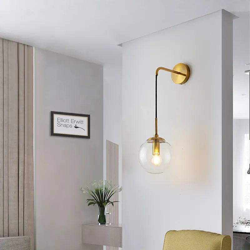 Postmodern ball glass wall lamp simple personality Nordic corridor balcony lamp living room bedroom bed bubble lamp by Zhongsan | Souqify