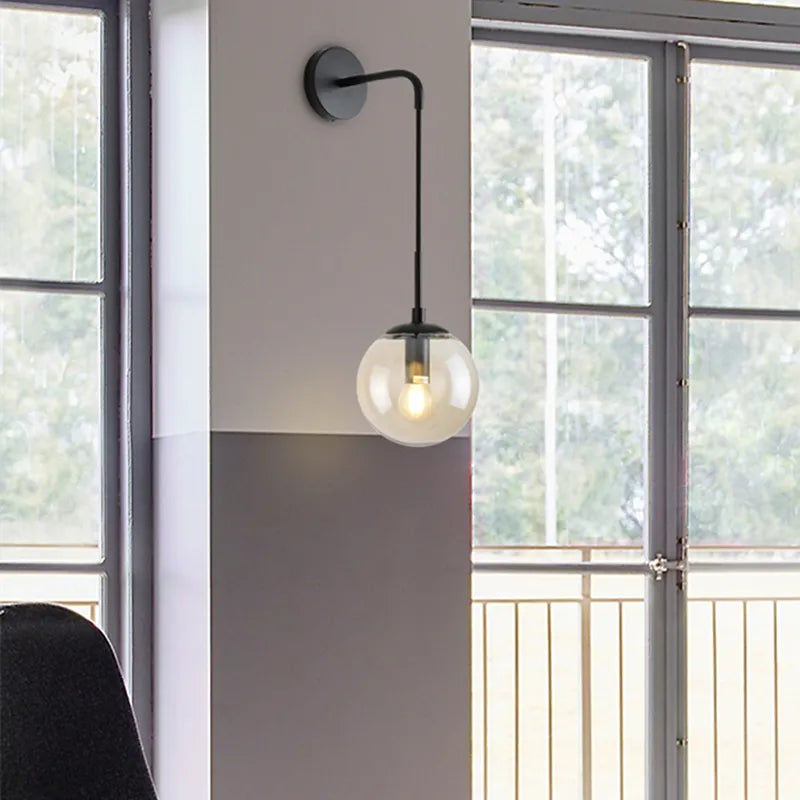 Postmodern ball glass wall lamp simple personality Nordic corridor balcony lamp living room bedroom bed bubble lamp by Zhongsan | Souqify