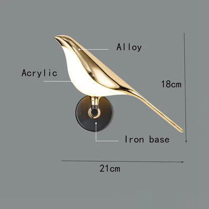 Postmodern Bird Led Wall Lamp Acrylic Bedroom Bedside Wall Sconce Hallway Aisle Staircase Indoor Wall Light Fixtures by Zhongsan | Souqify