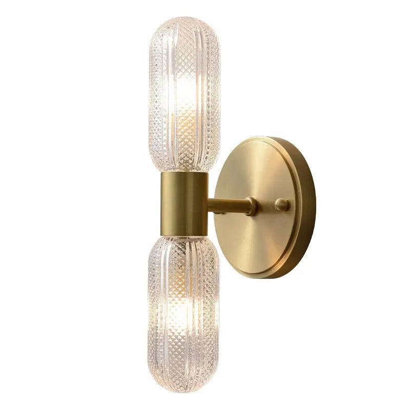 Postmodern brass wall lights creative Bedroom Bedside living room wall lamps indoor Staircase Aisle All Copper glass Wall Lamps by Zhongsan | Souqify