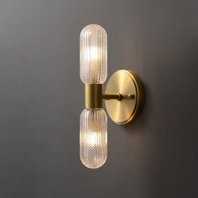 Postmodern brass wall lights creative Bedroom Bedside living room wall lamps indoor Staircase Aisle All Copper glass Wall Lamps by Zhongsan | Souqify