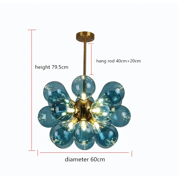 Postmodern light luxury creative Colour bubble ball bedroom dining room glass chandelier by Zhongsan | Souqify