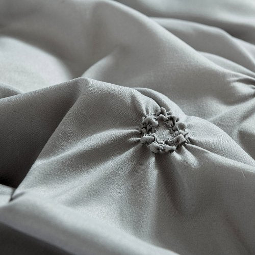 Premium King Size 6 Pieces Bedding Set Without Filler Pinch Pleat Design, Plain Grey color by 5 | Souqify