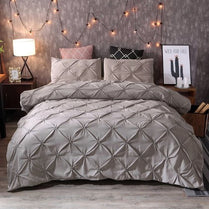 Premium King Size 6 Pieces Bedding Set Without Filler Pinch Pleat Design, Plain Grey color by 5 | Souqify