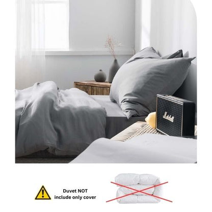 Premium King size 6 pieces Bedding Set without filler,  Plain Anchor Grey Color