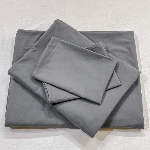 Premium King size 6 pieces Bedding Set without filler,  Plain Anchor Grey Color