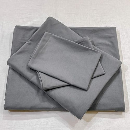 Premium King size 6 pieces Bedding Set without filler,  Plain Anchor Grey Color