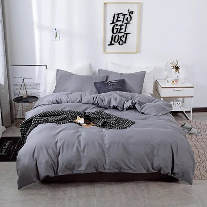 Premium King size 6 pieces Bedding Set without filler,  Plain Anchor Grey Color
