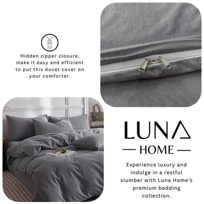 Premium King size 6 pieces Bedding Set without filler,  Plain Anchor Grey Color