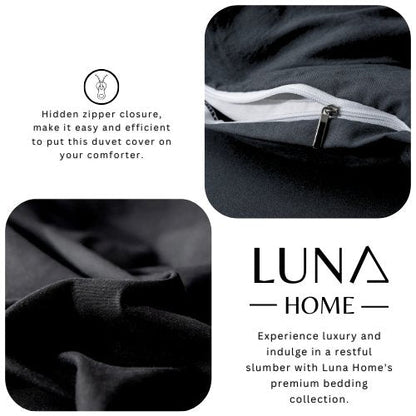 Premium King size 6 pieces Bedding Set without filler, Plain Black Color