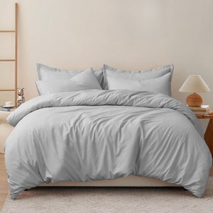 Premium King size 6 pieces Bedding Set without filler, Plain Light Grey Color by 5 | Souqify