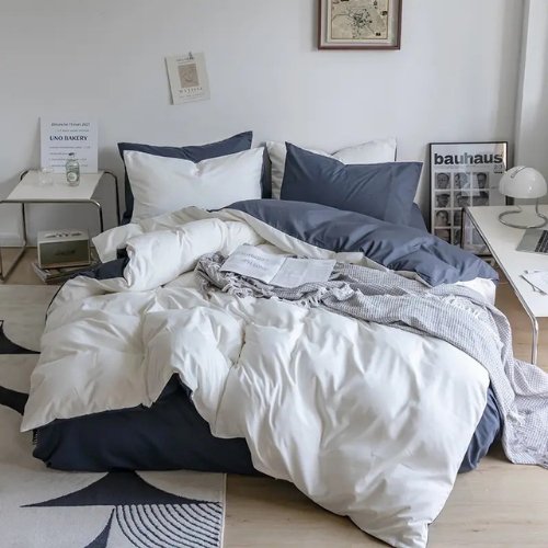 Premium King Size 6 Pieces Duvet Cover Set, Reversible White with Gray Color Plain Style Bedding Set. by 5 | Souqify