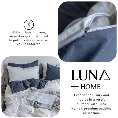 Premium King Size 6 Pieces Duvet Cover Set, Reversible White with Gray Color Plain Style Bedding Set. by 5 | Souqify