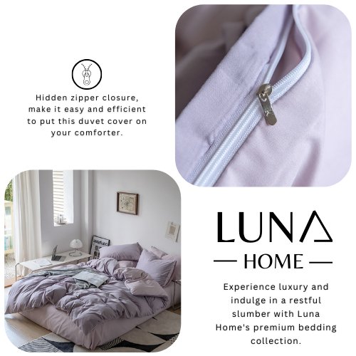 Premium King Size 6 Pieces Korean Reversible Bedding Set, Plain Purple and Light Purple Color. by 5 | Souqify